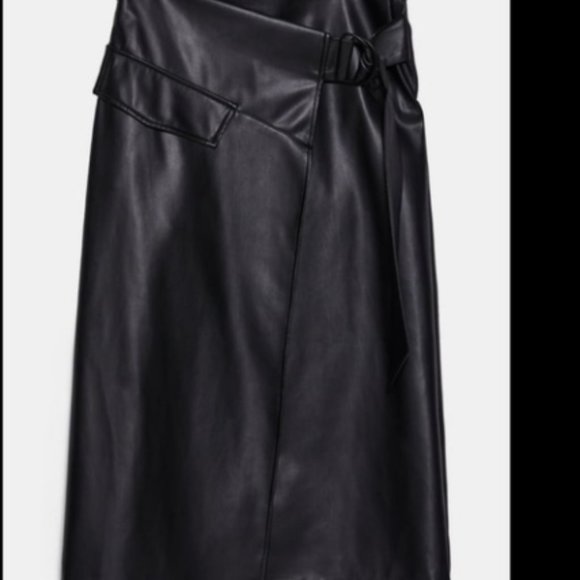 NWT BELTED FAUX LEATHER SKIRT From Zara - Picture 3 of 5
